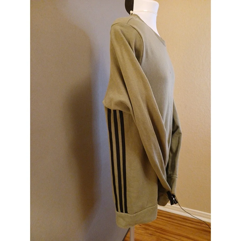Adidas Sweatshirt Mens Medium Green Primegreen Crewneck Pullover Three‎ Stripes